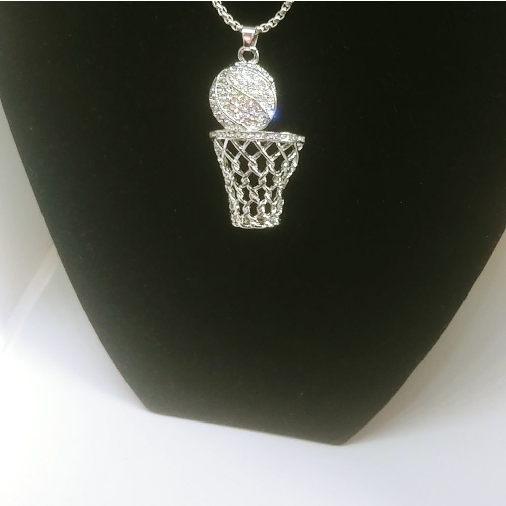 Basketball Pendants Necklace Rhinestone - Picture 2 of 4